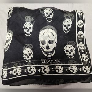 Alexander McQueen Black and White Silk Skull Scarf
